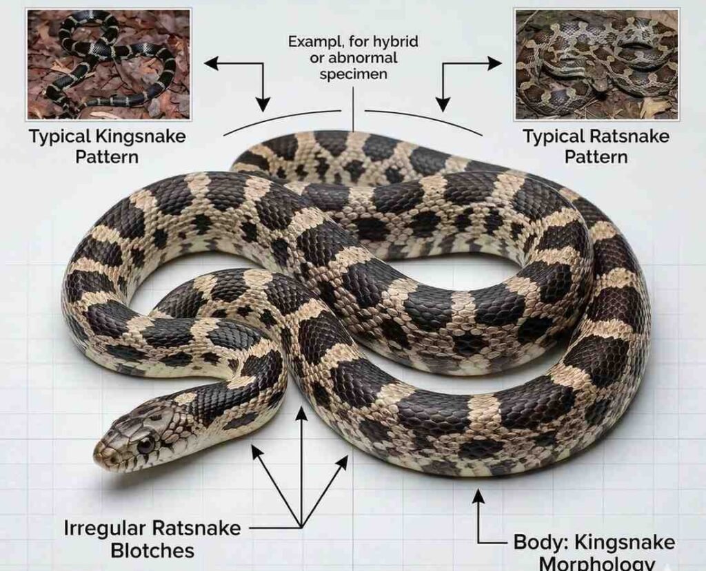 Kingsnake with the irregular blotches of a Ratsnake.