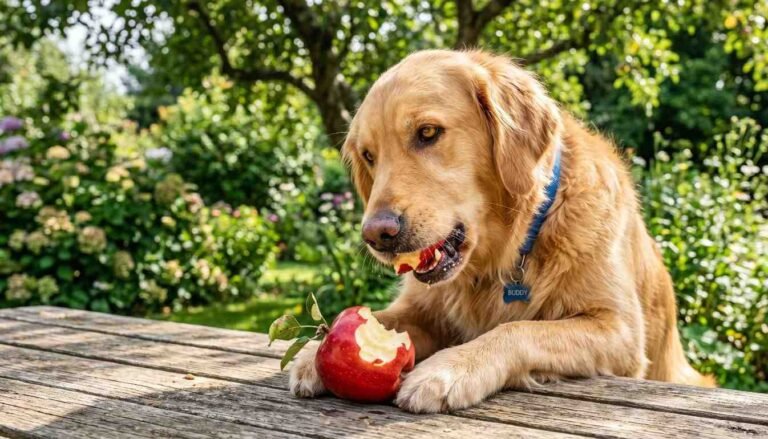 Dog Eating Apple'