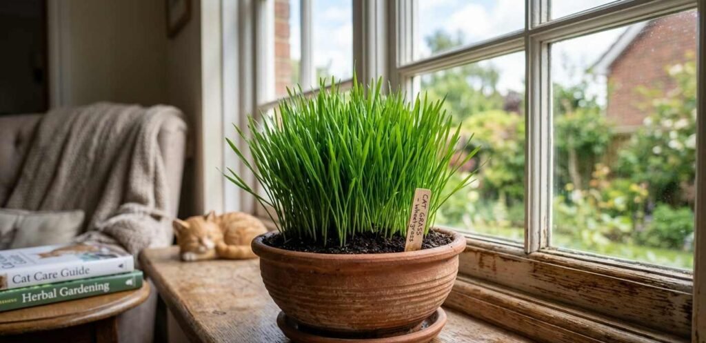 Potted cat grass for indoors