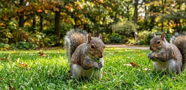 Squirrels Eat Grass